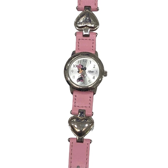DISNEY MINNIE MOUSE WATCH WITH PINK LEATHER & SILVER METAL HEARTS BAND main image 10